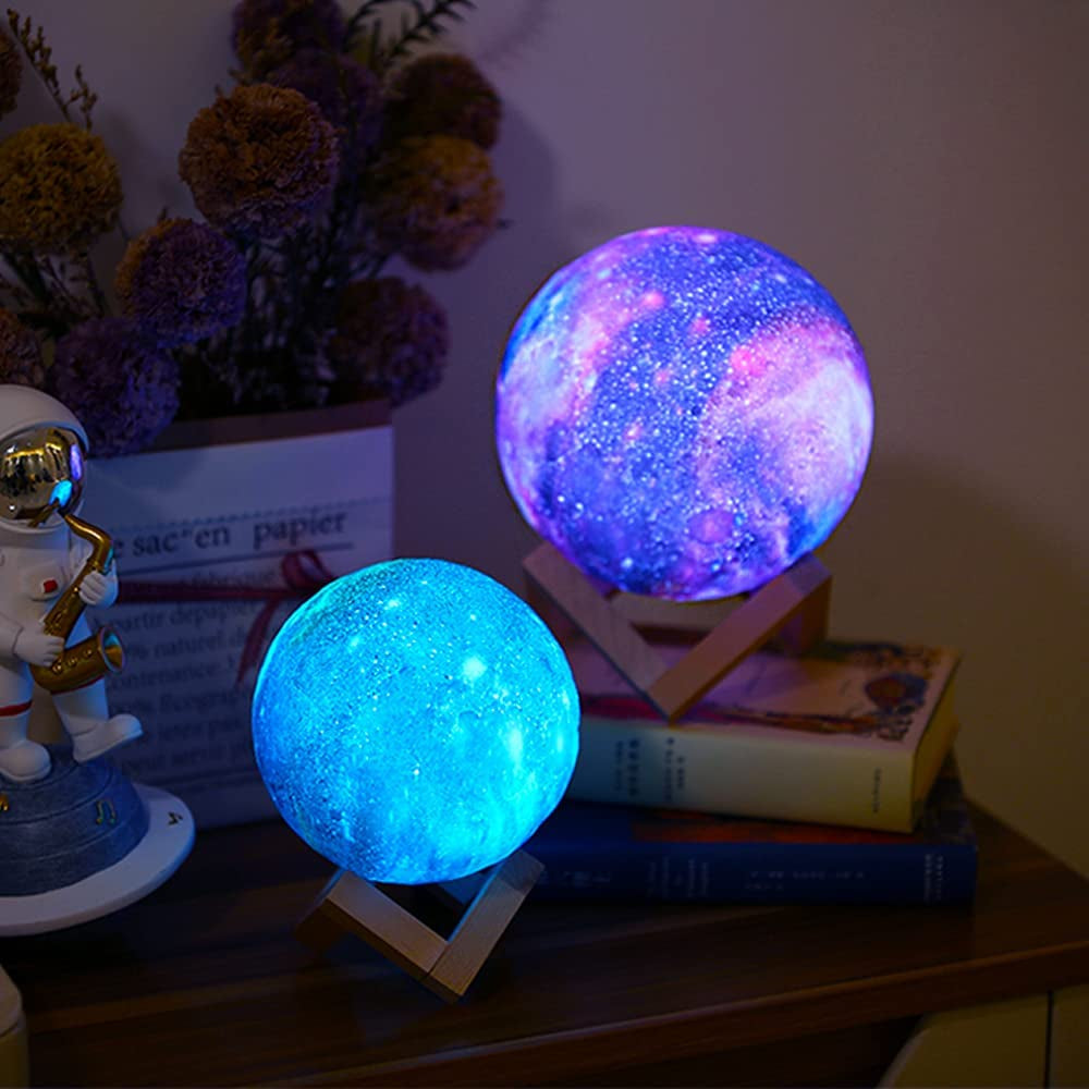 Moon Lamp Kids Night Light 3D Galaxy Moon Lamp Led Space Lamp, 16 Colors Galaxy Moonlight Ball Lava Lamp Cool Lights, Galaxy Glowing Moon Night Light for Girls & Boys, 5.9Inch