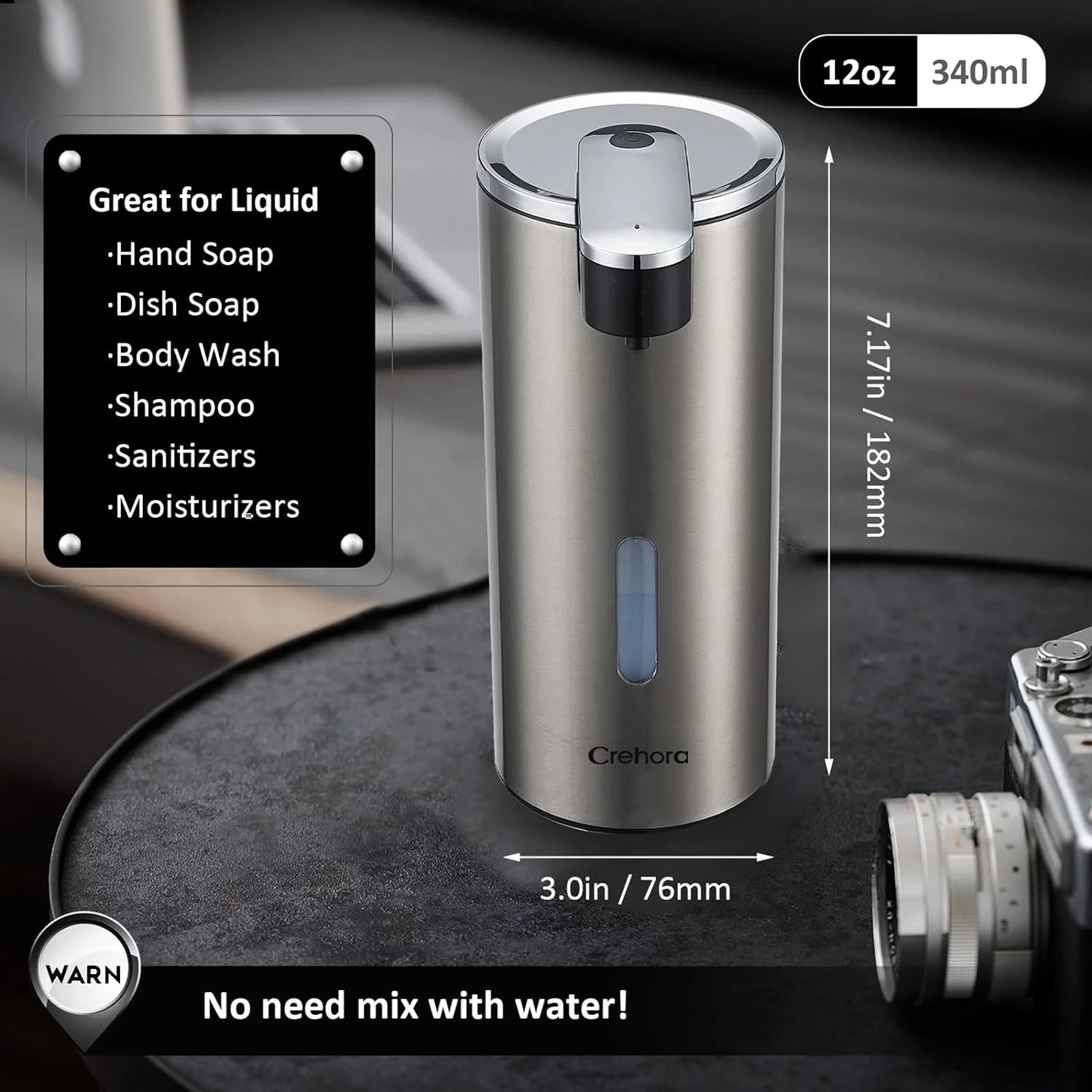 Automatic Soap Dispenser, Touchless Hand Free Soap Dispenser Bathroom, 3 Adjustable Soap Volume Dish Soap Dispenser, Smart Infrared Motion Sensor Liquid Soap Dispenser for Bathroom Kitchen