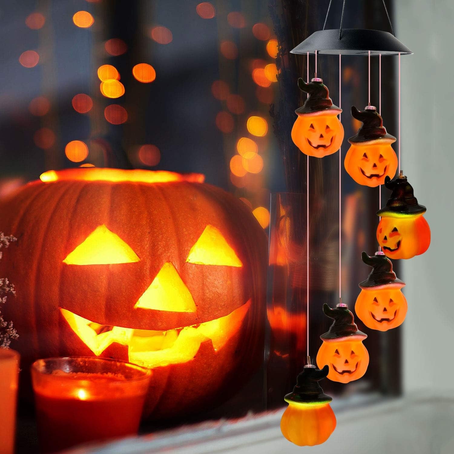 Pumpkin String Light Wind Chimes Pumpkin Solar Halloween Decorations Halloween Decor Halloween Light Solar Light Birthday Gift for Mom Grandma Gifts Best Women Friend