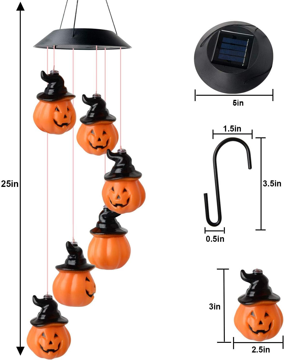 Pumpkin String Light Wind Chimes Pumpkin Solar Halloween Decorations Halloween Decor Halloween Light Solar Light Birthday Gift for Mom Grandma Gifts Best Women Friend